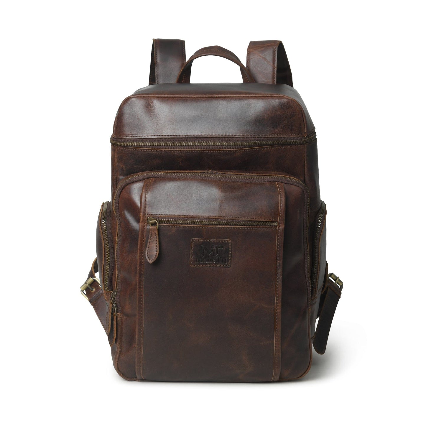 Alpha Brown Buffalo Leather Travel Backpack