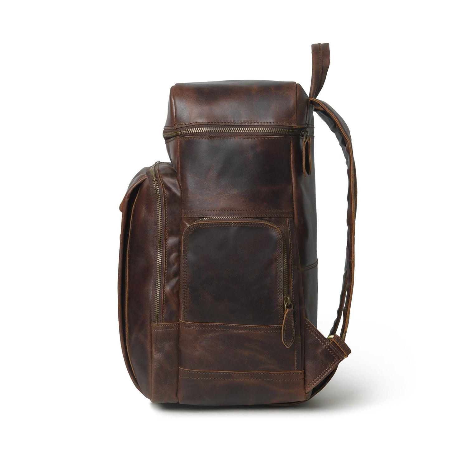 Alpha Brown Buffalo Leather Travel Backpack