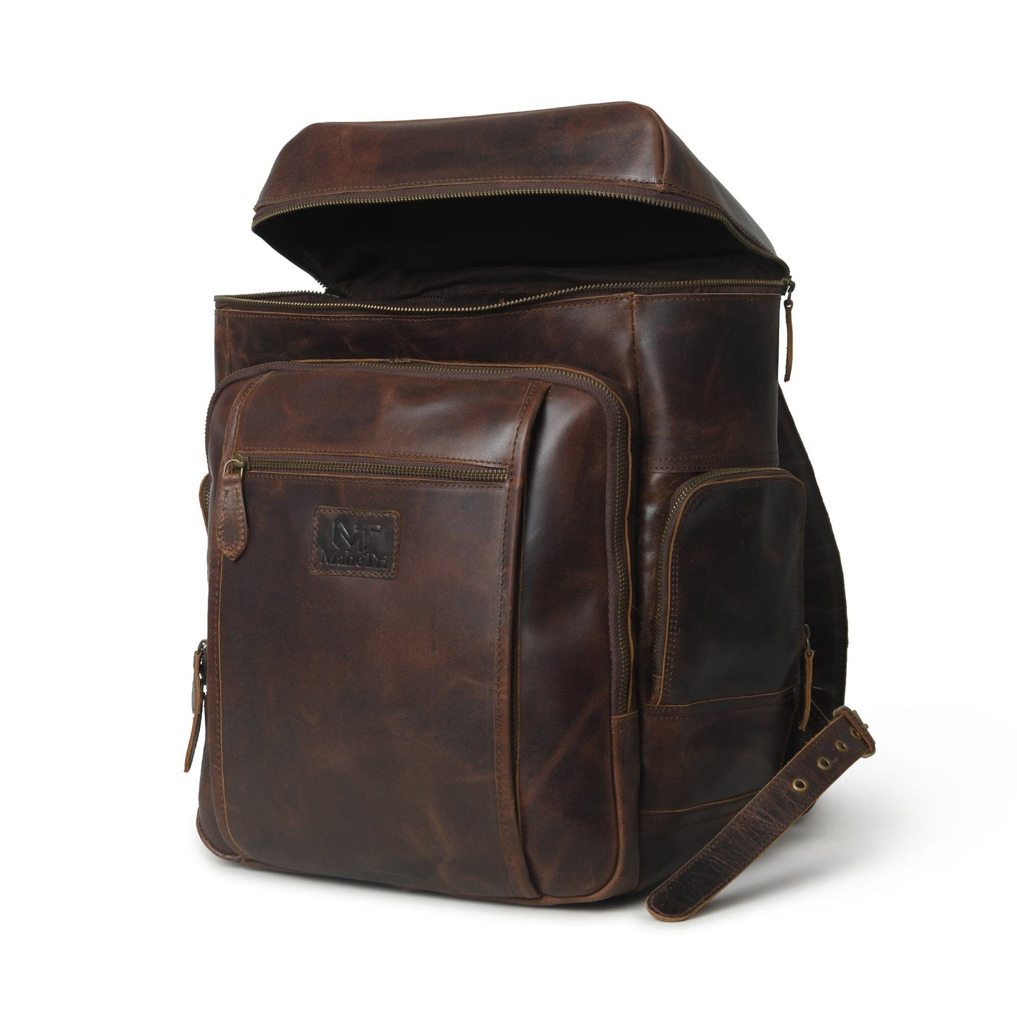 Alpha Brown Buffalo Leather Travel Backpack