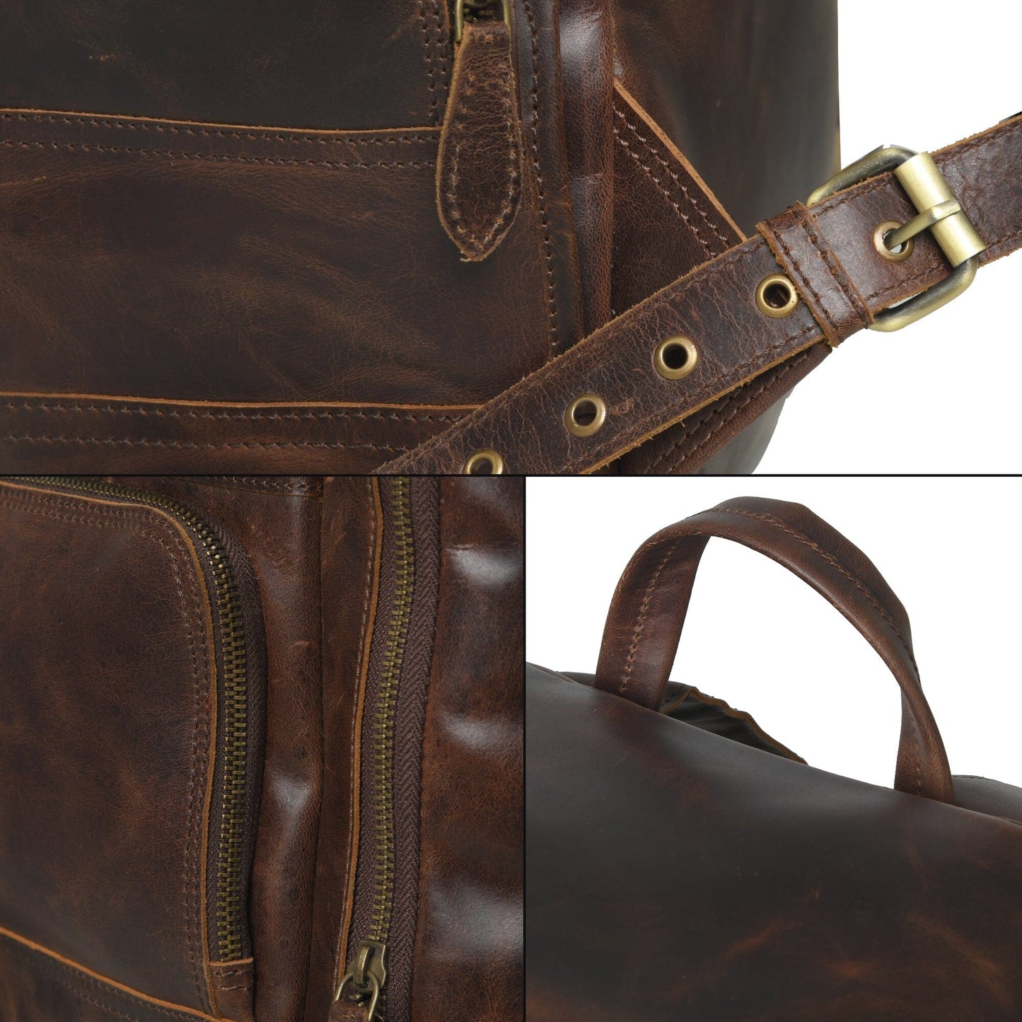 Alpha Brown Buffalo Leather Travel Backpack