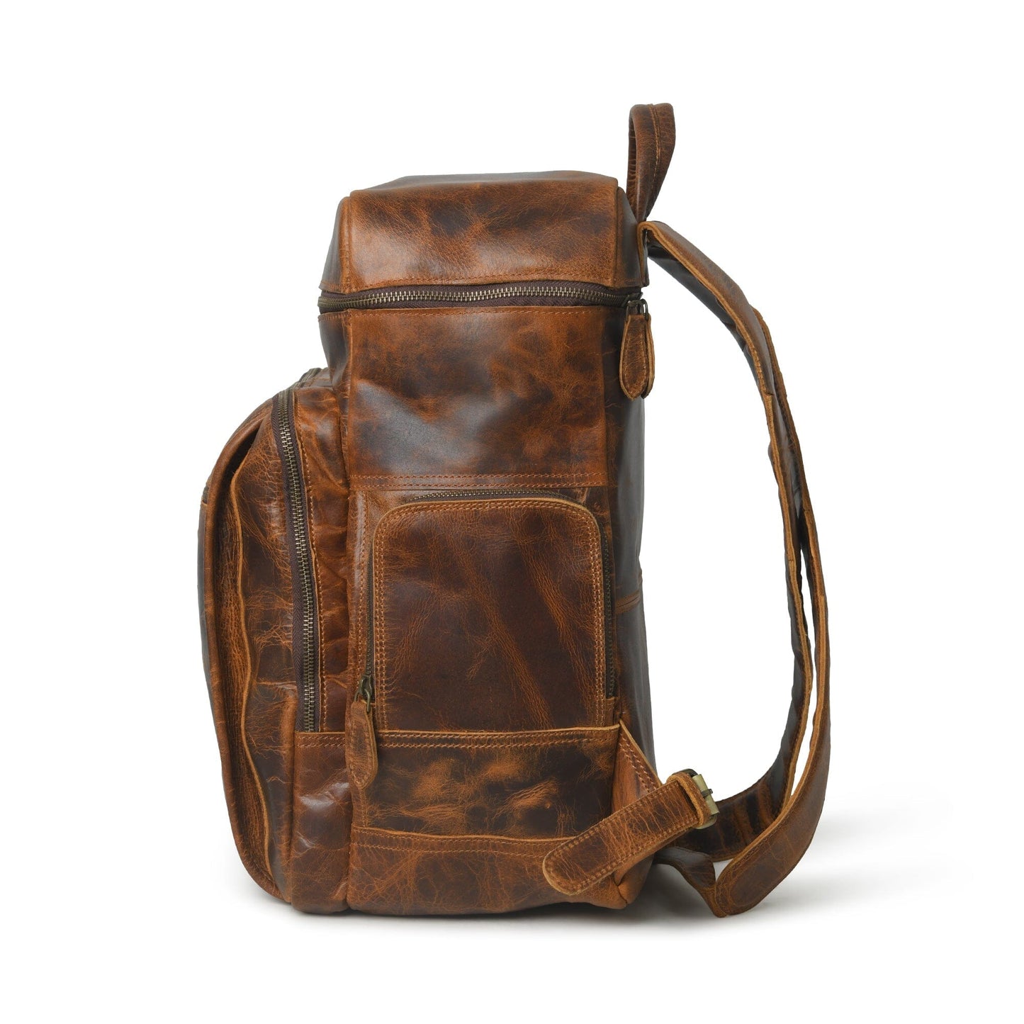 Alpha Caramel Buffalo Leather Travel Backpack