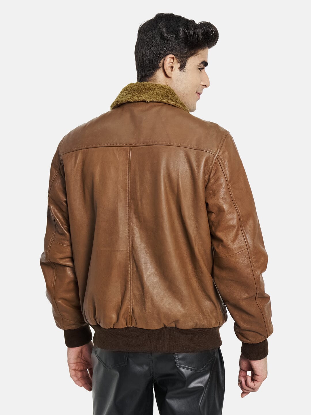 Brown Bomber Leather Jacket