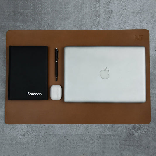 Caramel Luxe Leather Desk Mat + Mouse Pad