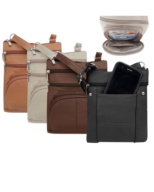 Cowhide Leather Crossbody with Phone Pocket